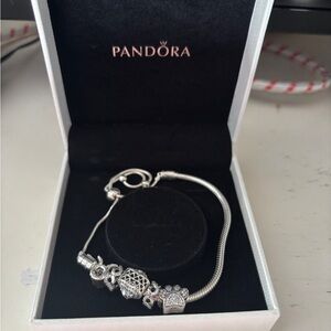 Pandora Silver Charm Bracelet with Sparkling Accents